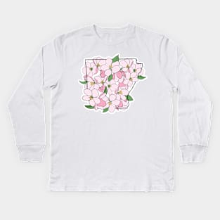 Arkansas and State Flower the Apple Blossom Kids Long Sleeve T-Shirt